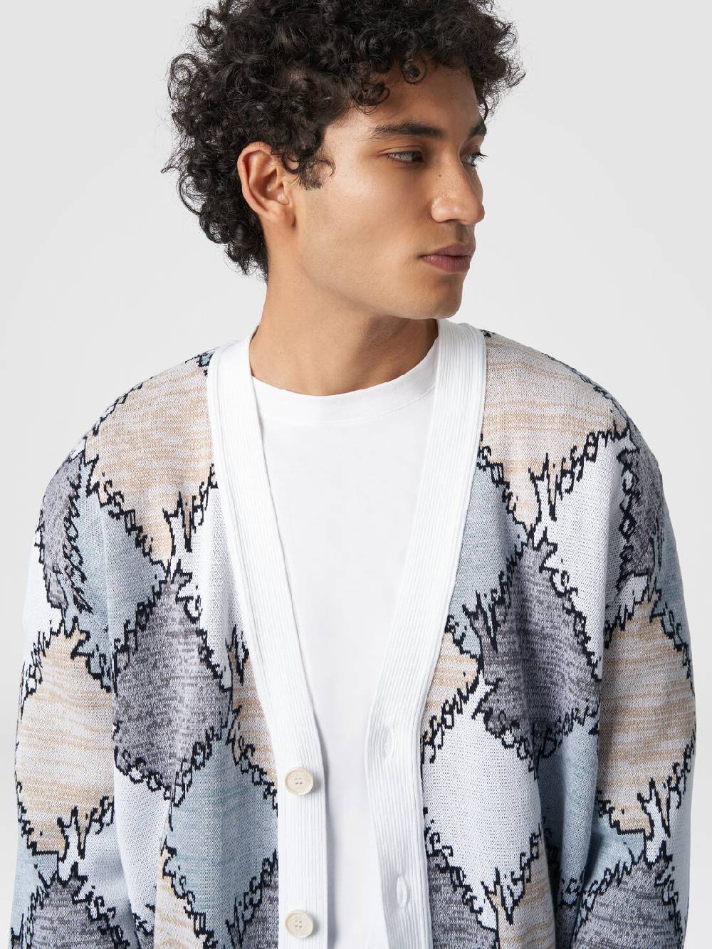 Missoni Cardigan in cotone a losanghe con scritta logo Enormi sconti