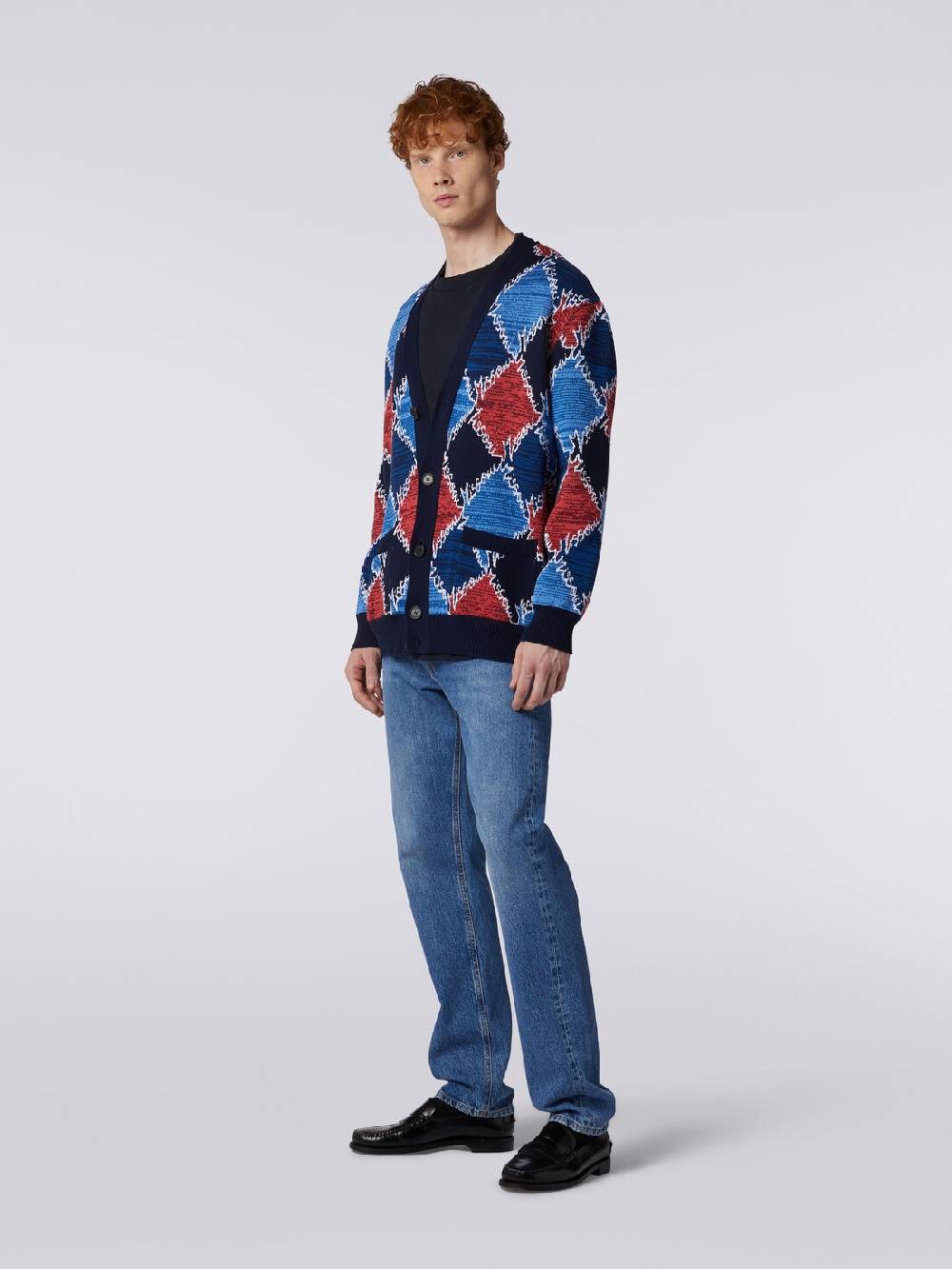 Missoni Cardigan in cotone a losanghe con scritta logo 50% di sconto con spedizione gratuita