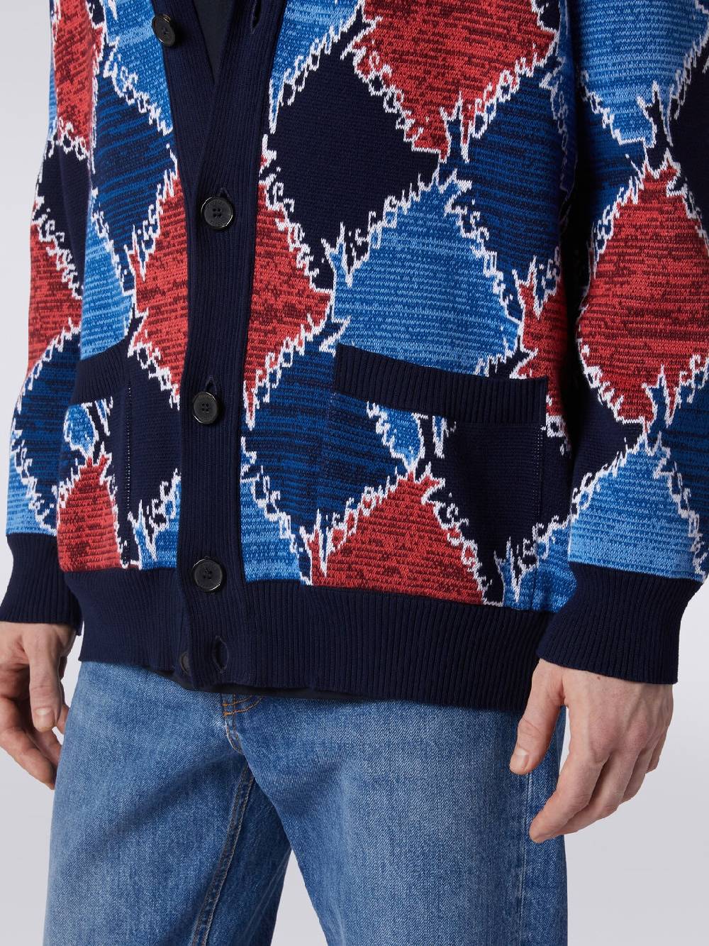 Missoni Cardigan in cotone a losanghe con scritta logo 50% di sconto con spedizione gratuita