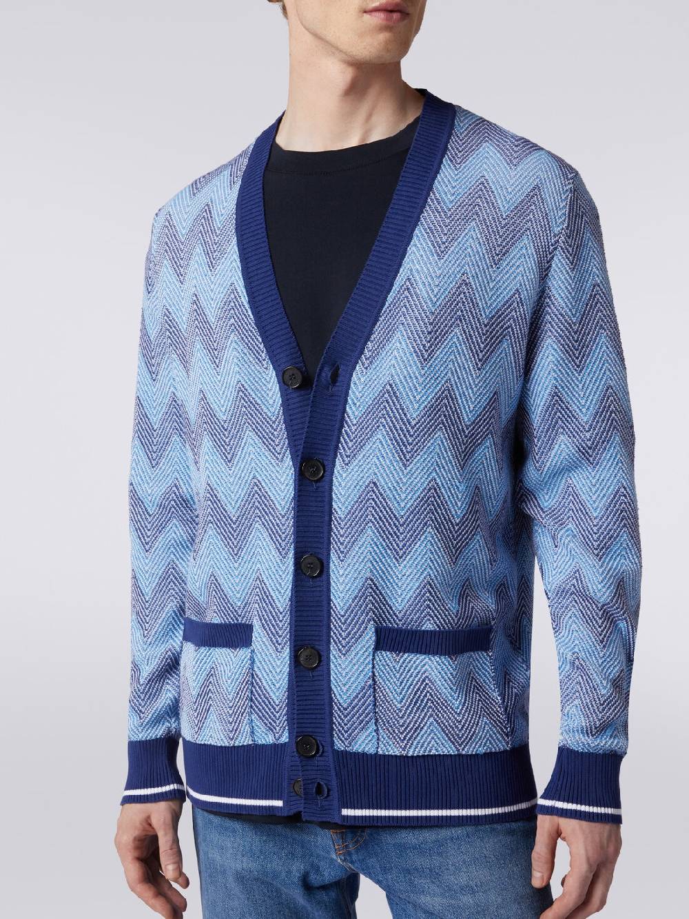 Missoni Cardigan in maglia di cotone chevron con profili a contrasto Trasporto libero internazionale