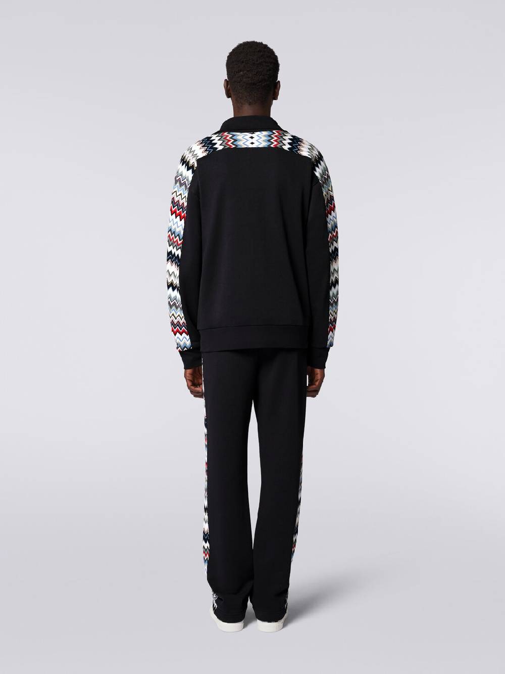 Missoni Felpa in cotone con zip e inserti zig zag Black Friday Prezzi
