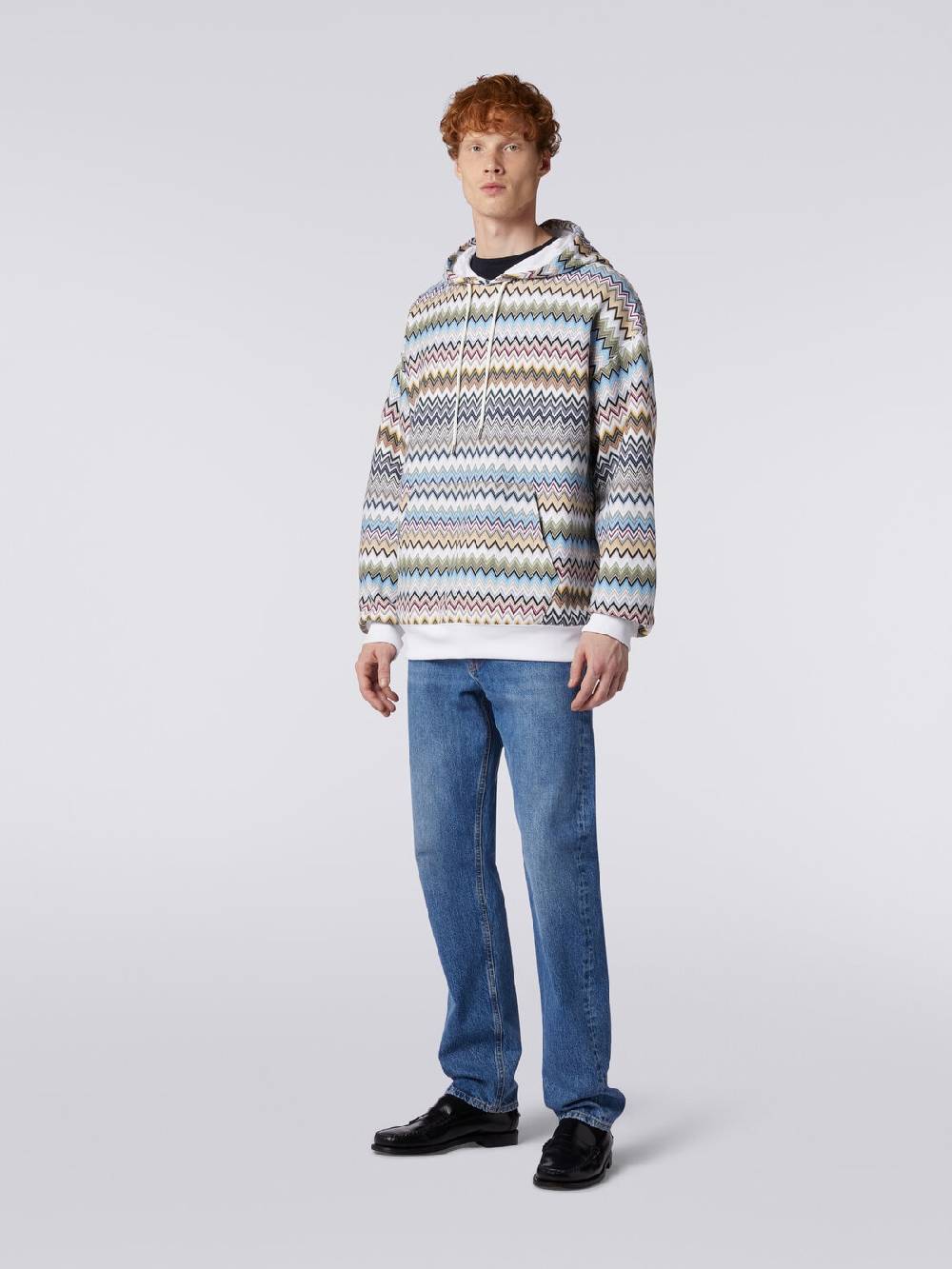 Missoni Felpa con cappuccio in cotone zig zag In vendita