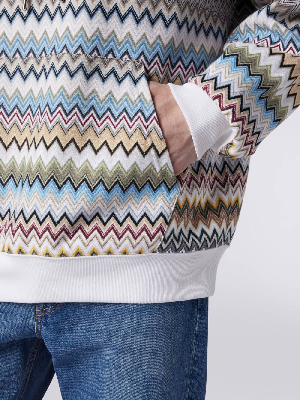 Missoni Felpa con cappuccio in cotone zig zag In vendita