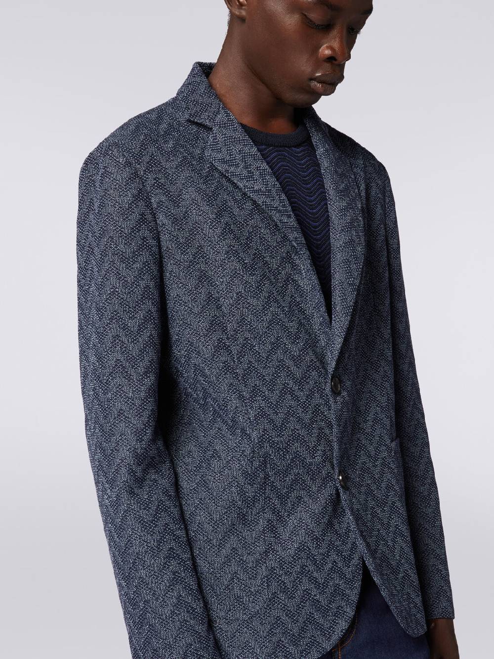 Missoni Blazer monopetto in cotone zig zag 2025