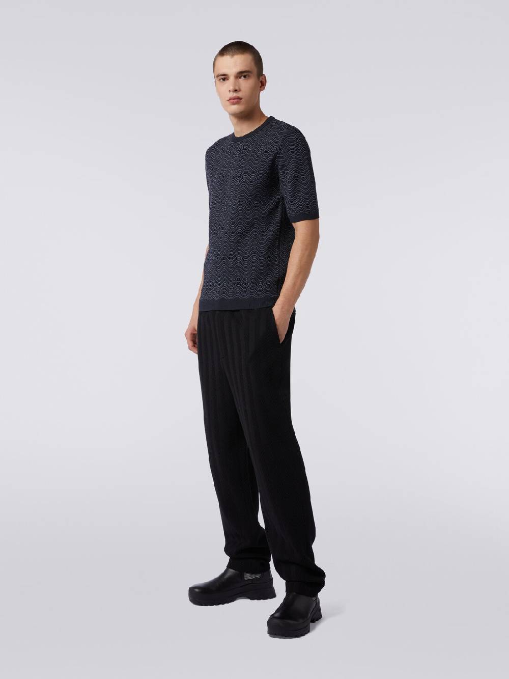 Missoni T-shirt girocollo in lana e viscosa con motivo a onde Fino Al -60%