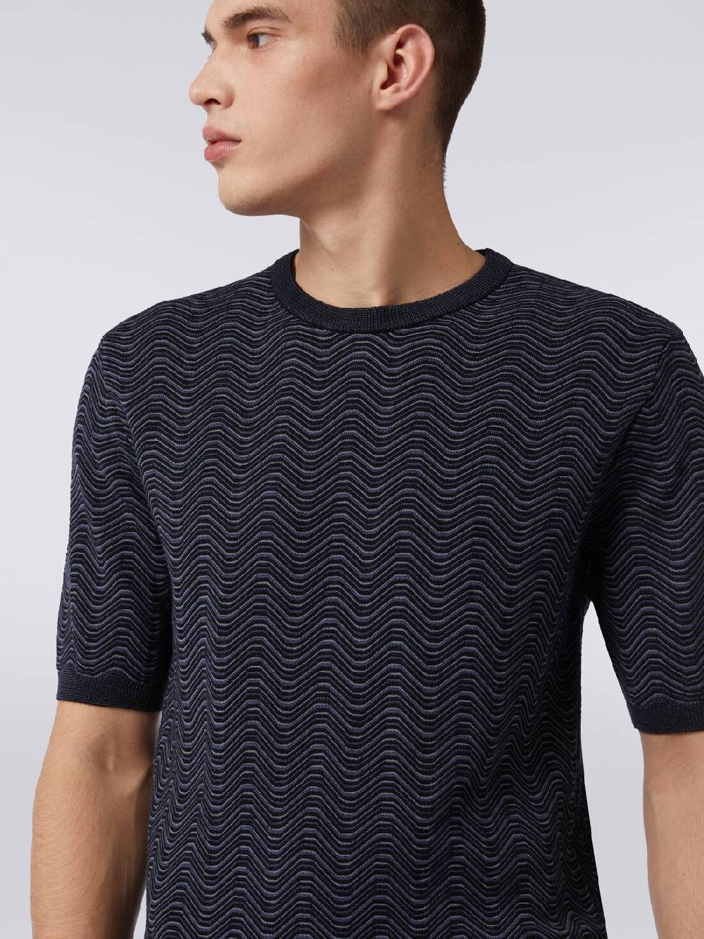 Missoni T-shirt girocollo in lana e viscosa con motivo a onde Fino Al -60%