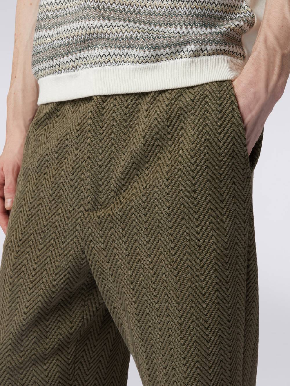 Missoni Pantaloni classici in cotone e viscosa zig zag Presa