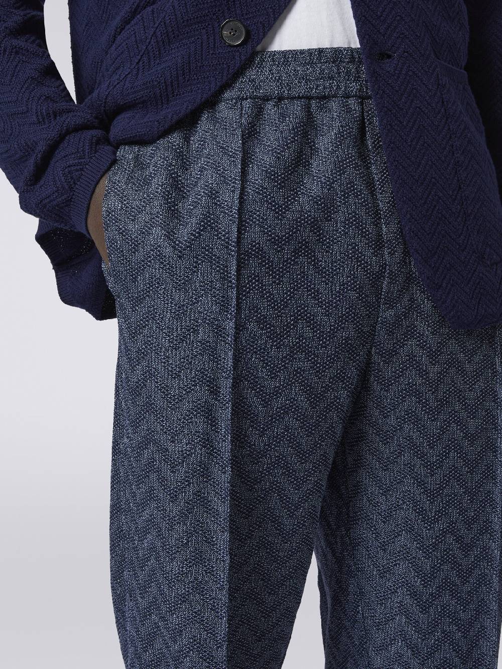 Missoni Pantaloni dritti in maglia di cotone chevron Economico