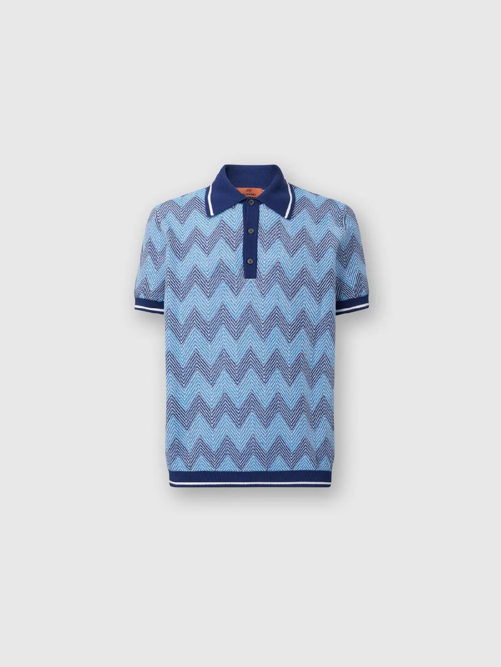Missoni Polo a maniche corte in cotone zig zag con profili a contrasto Outlet