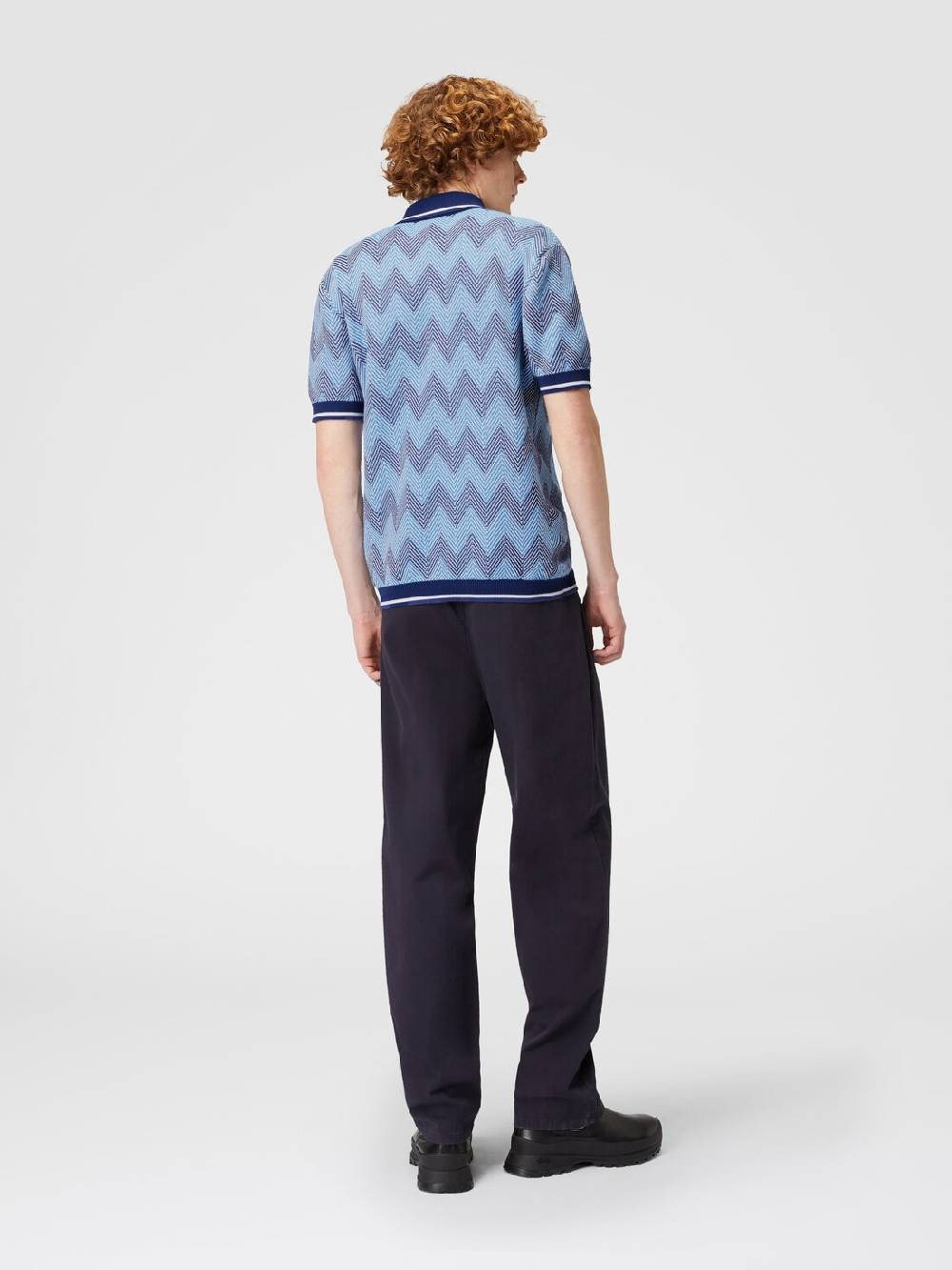 Missoni Polo a maniche corte in cotone zig zag con profili a contrasto Outlet