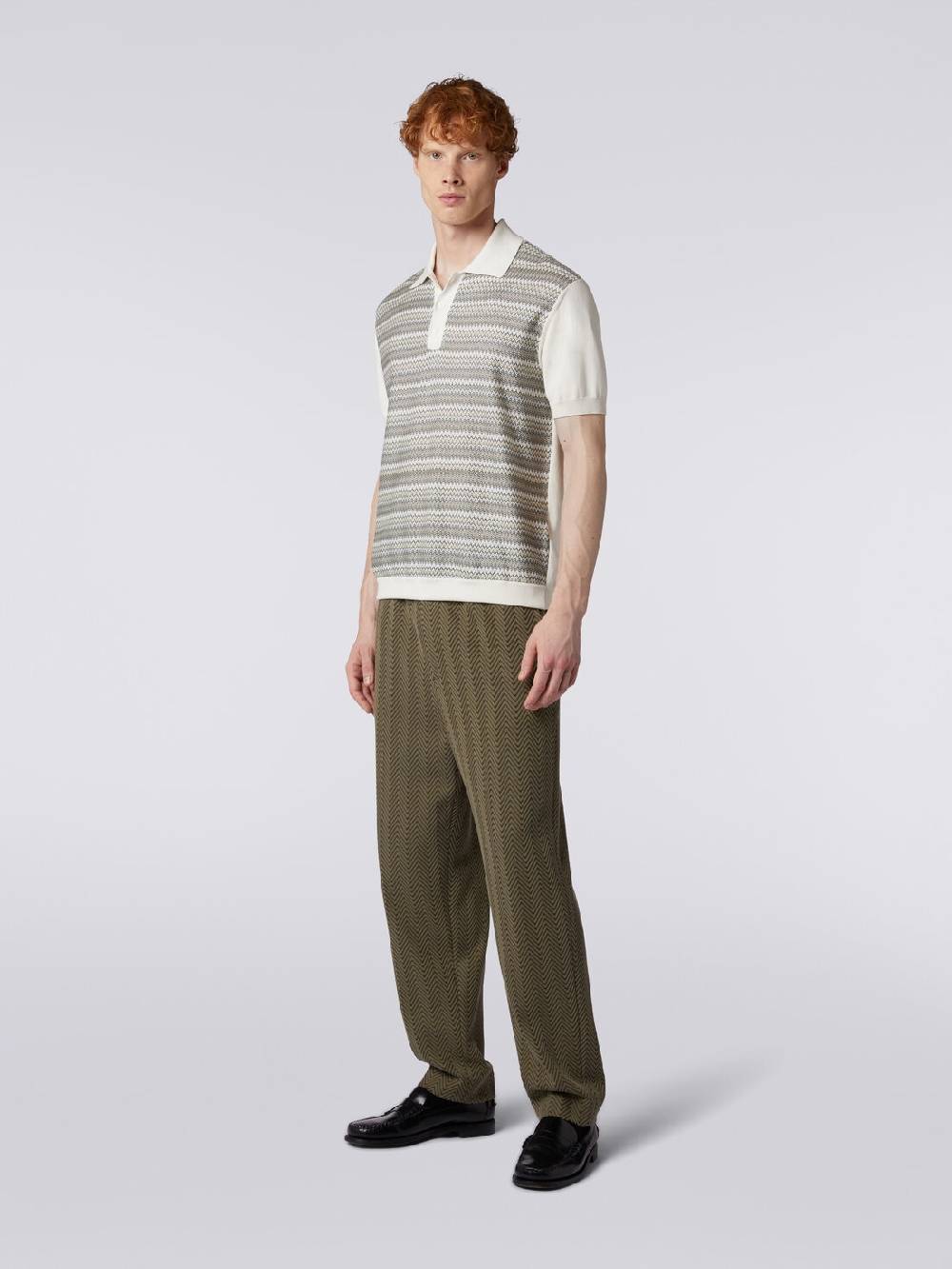 Missoni Polo a maniche corte zig zag con profili a contrasto Vendita Calda