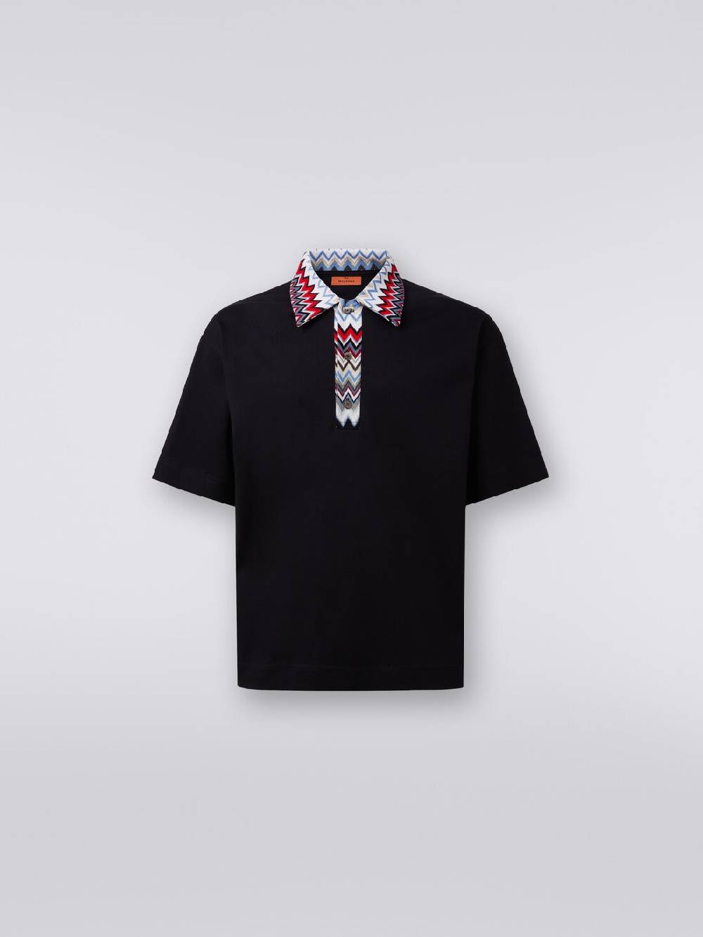 Missoni Polo a maniche corte in cotone con inserti zig zag Vendita Economica