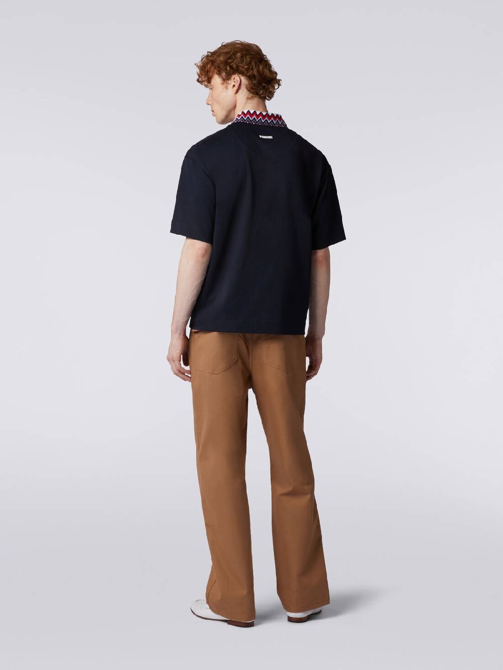 Missoni Polo a maniche corte in cotone con inserti zig zag Vendita Economica