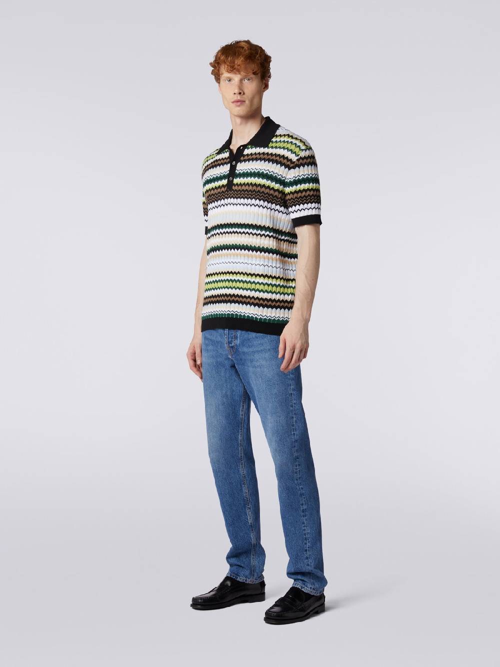 Missoni Polo a maniche corte in maglia di cotone zig zag Saldi Di Fabbrica