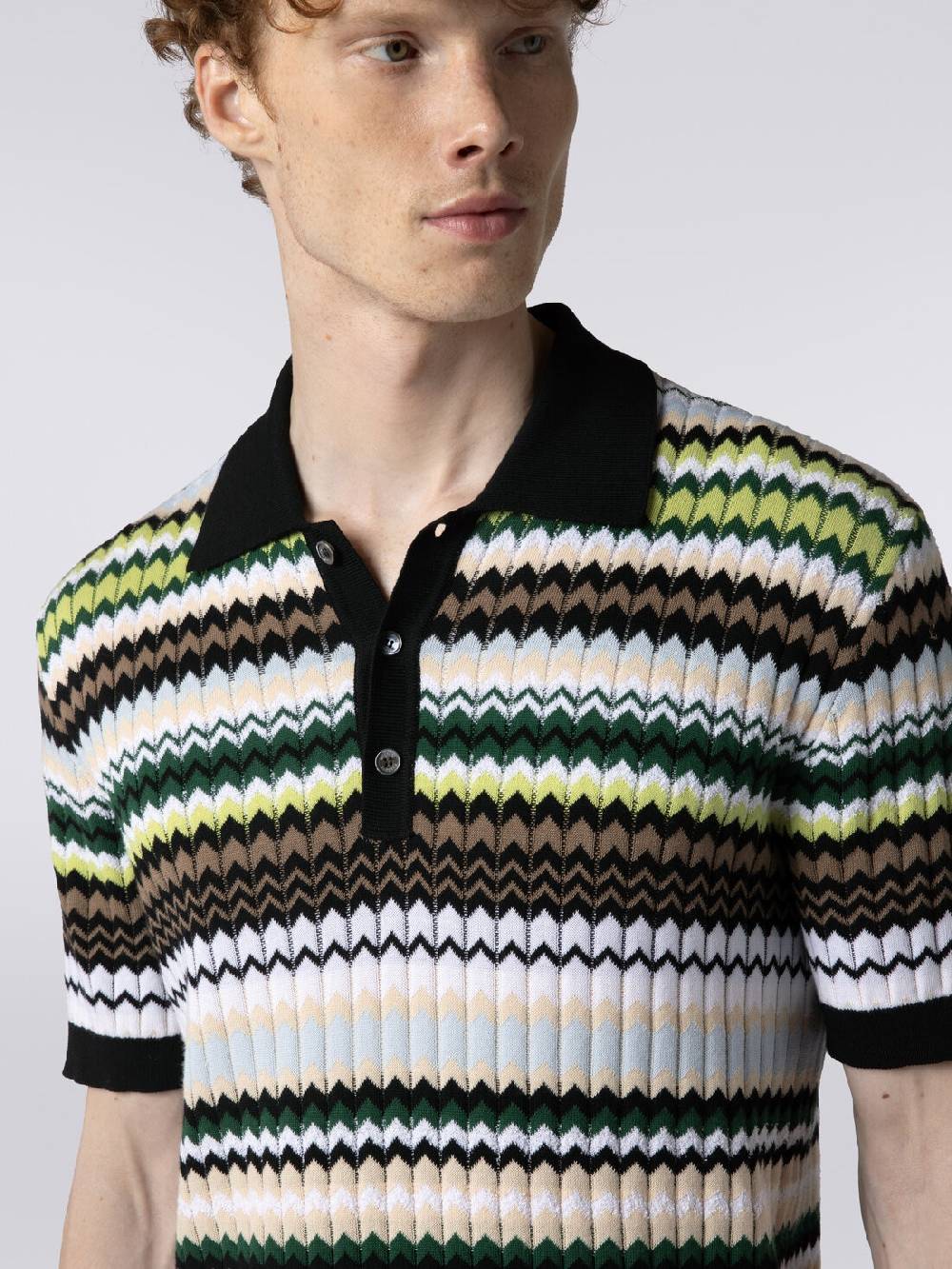 Missoni Polo a maniche corte in maglia di cotone zig zag Saldi Di Fabbrica