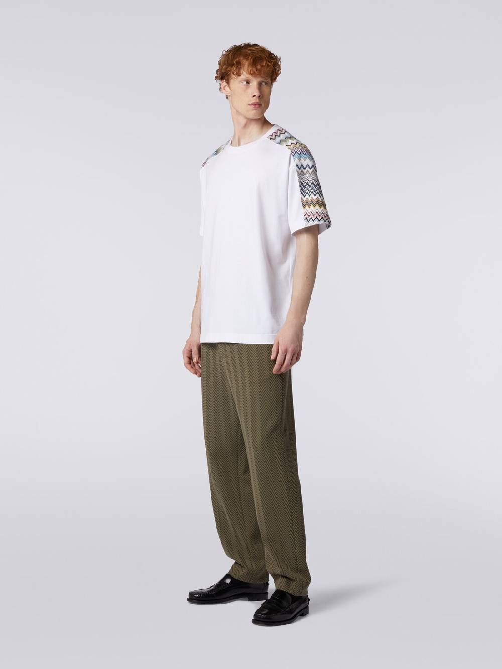 Missoni T-shirt in cotone con inserti zig zag Prezzo di fabbrica