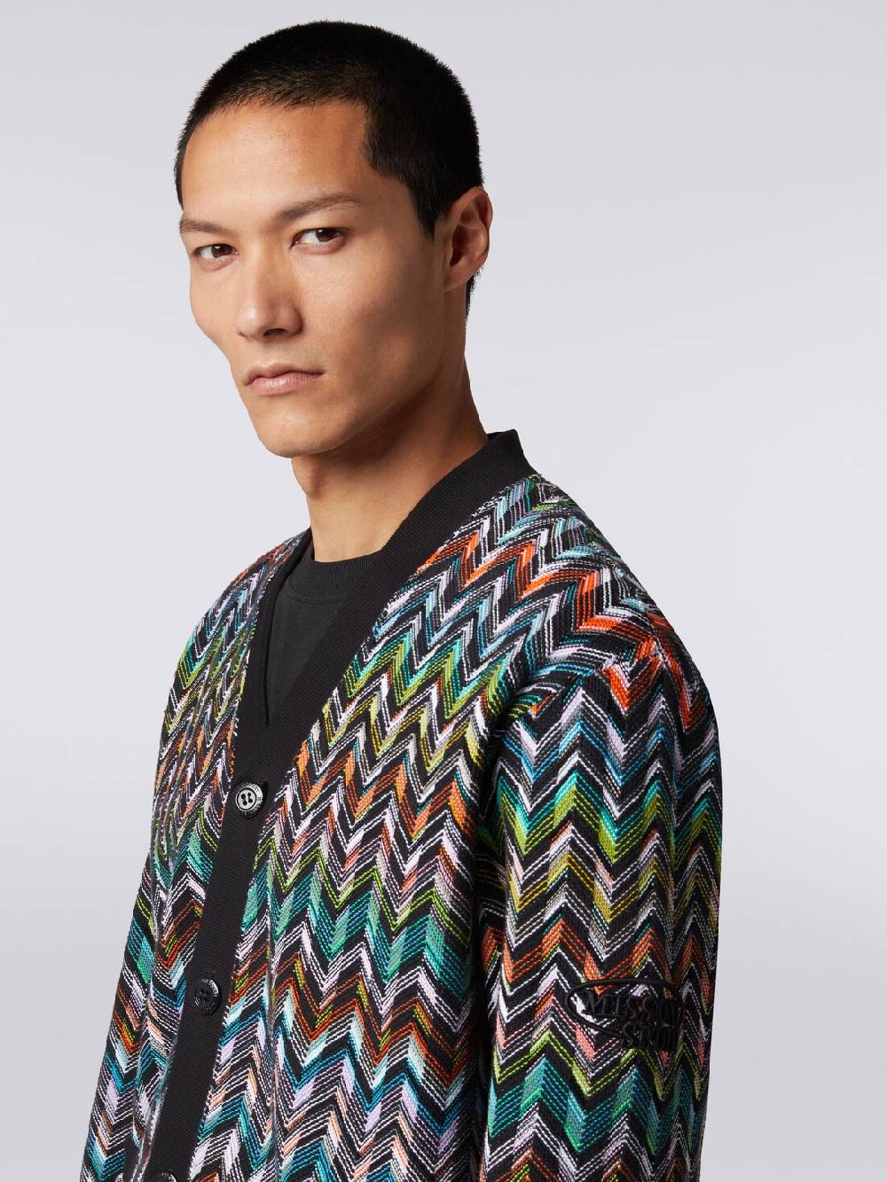 Missoni Cardigan in maglia zig zag con profili tinta unita Fornitura limitata