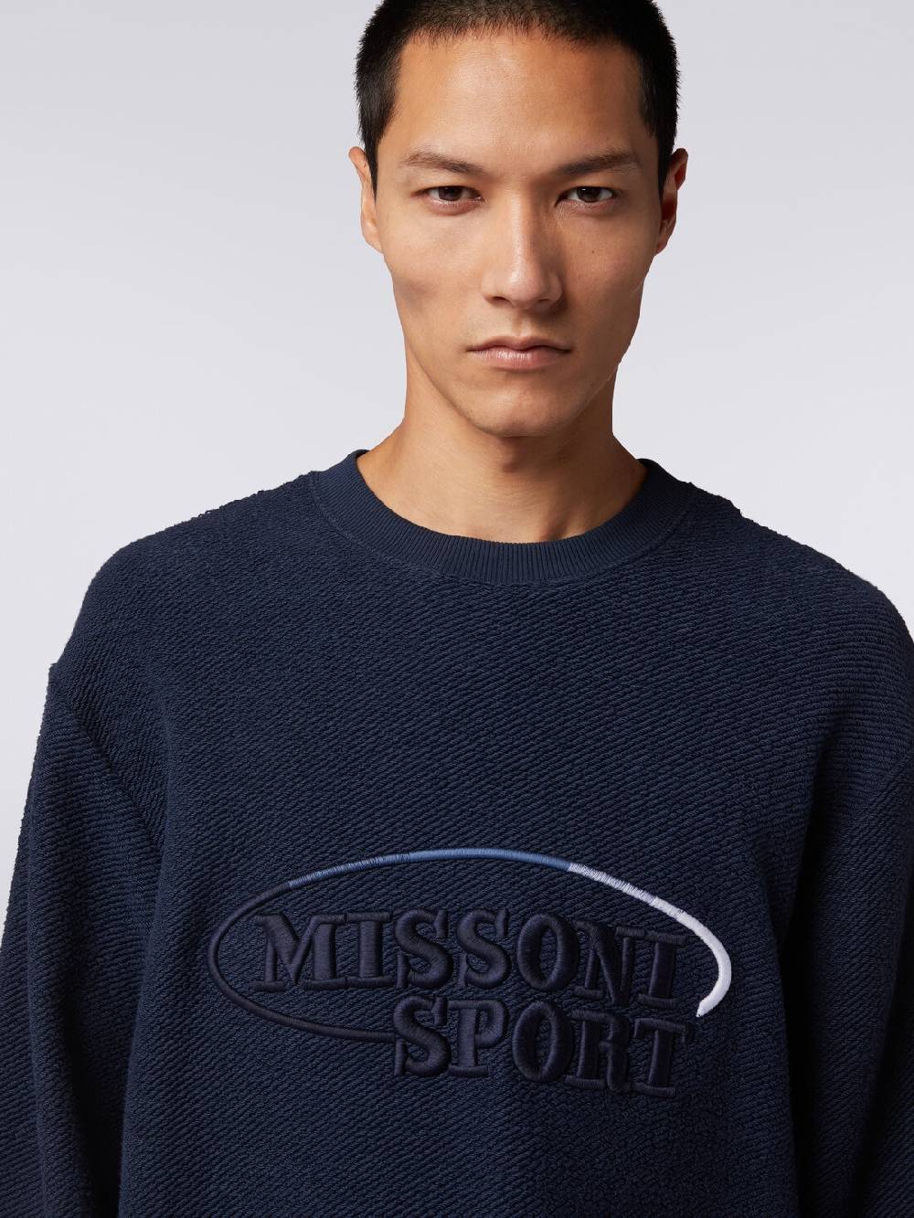 Missoni Felpa girocollo in cotone garzato con macro-logo ricamato Vendite stagionali