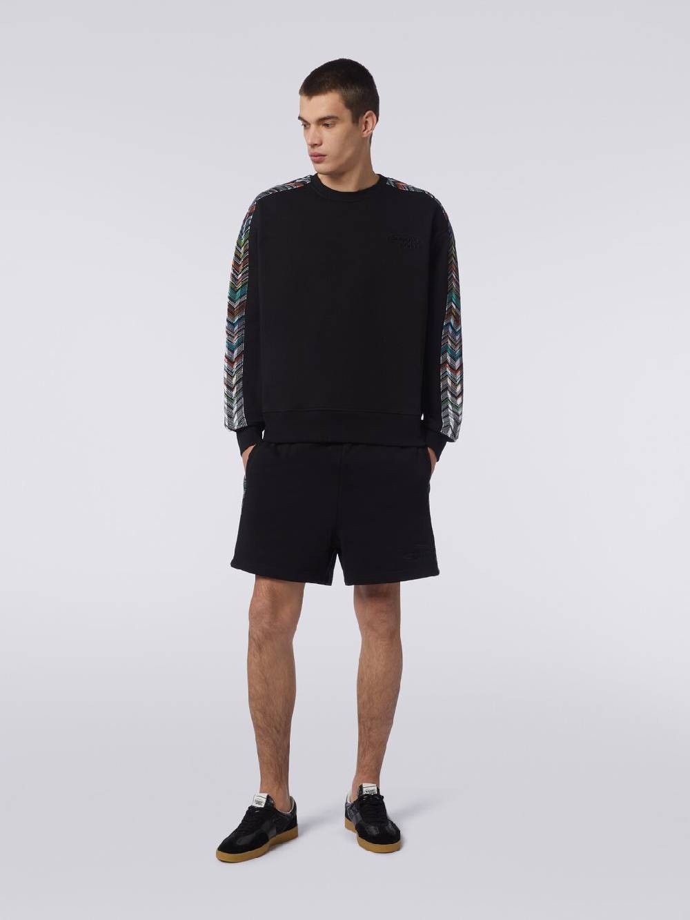 Missoni Felpa girocollo in cotone con dettagli in maglia zig zag Black Friday