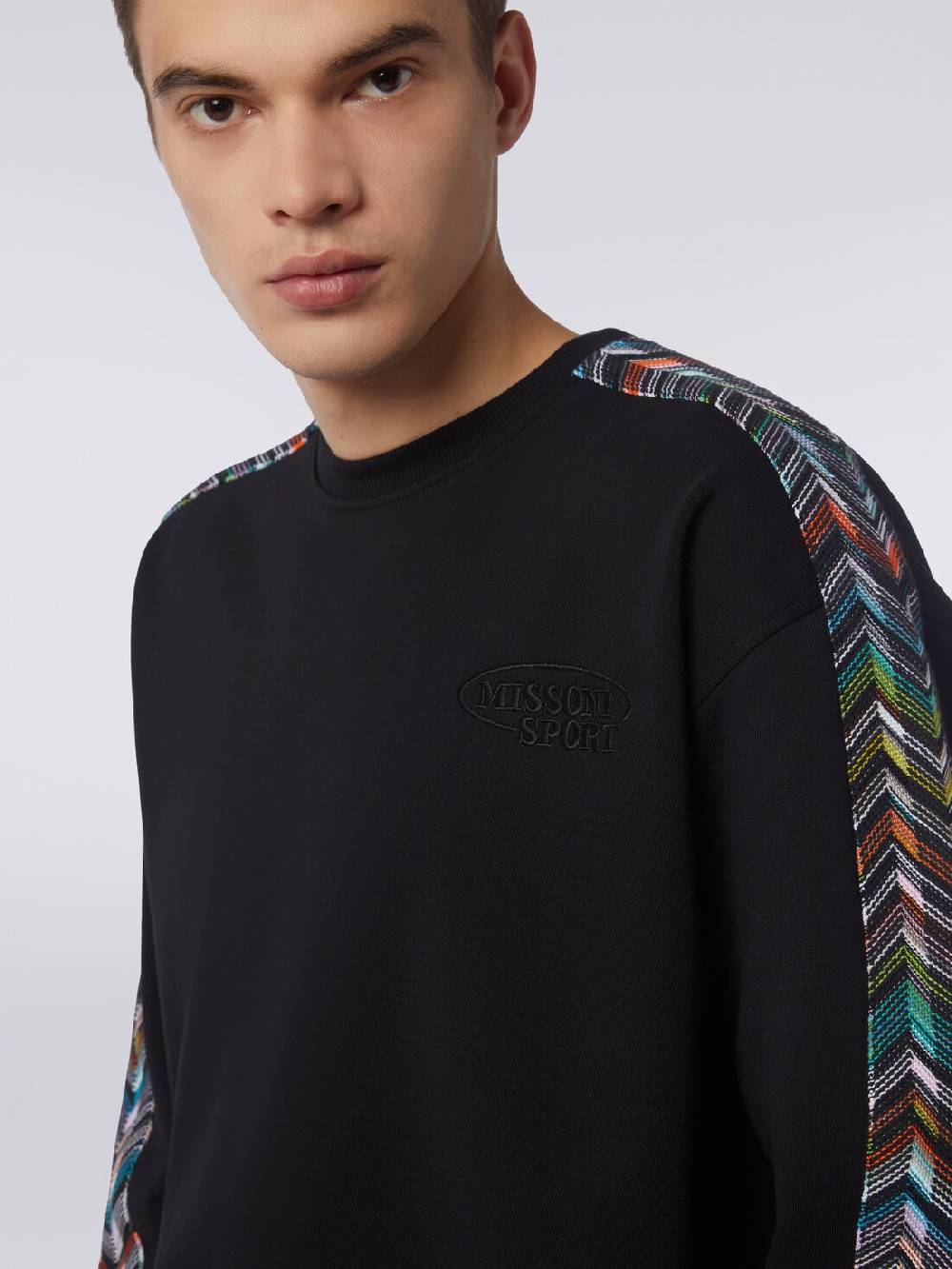Missoni Felpa girocollo in cotone con dettagli in maglia zig zag Black Friday