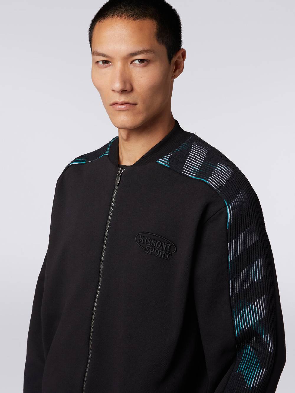 Missoni Cardigan in felpa di cotone con dettagli in maglia zig zag Offerta natalizia