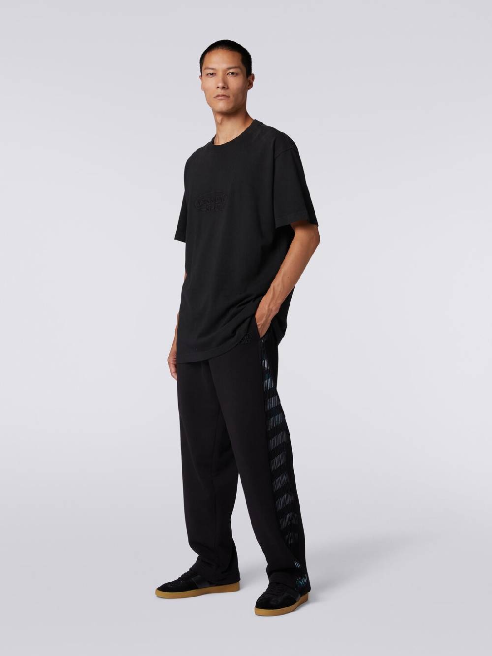 Missoni Pantaloni in felpa con logo e bande laterali in maglia Smaltimento dello stoccaggio