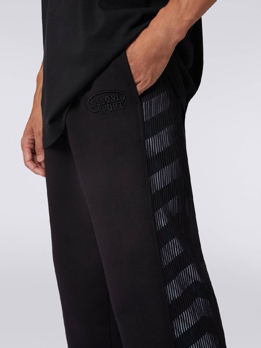 Missoni Pantaloni in felpa con logo e bande laterali in maglia Smaltimento dello stoccaggio