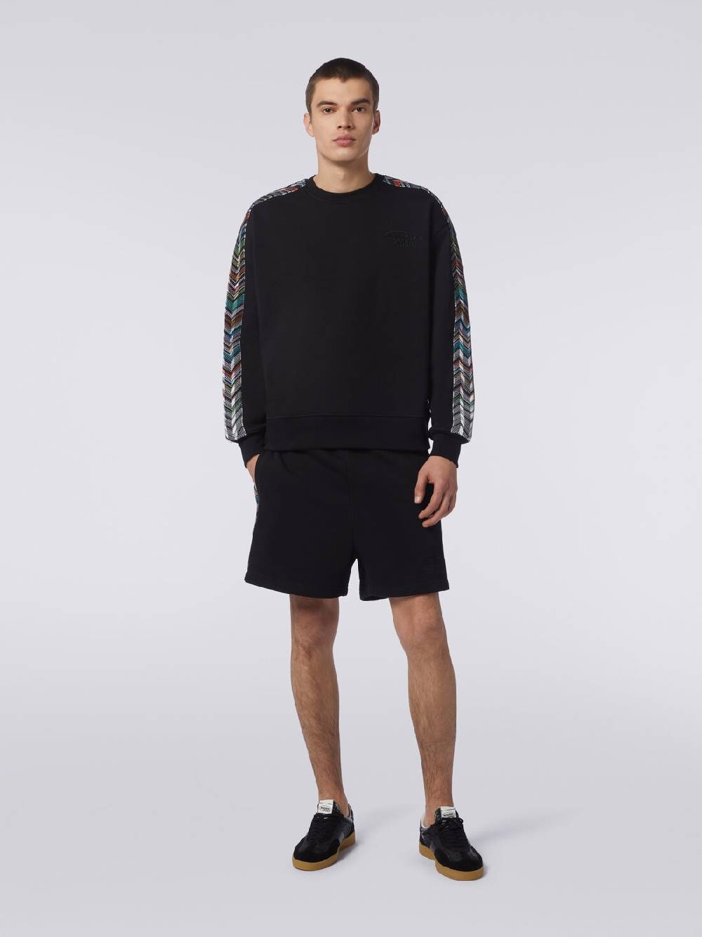 Missoni Shorts in felpa con logo e bande laterali in maglia Vendita calda