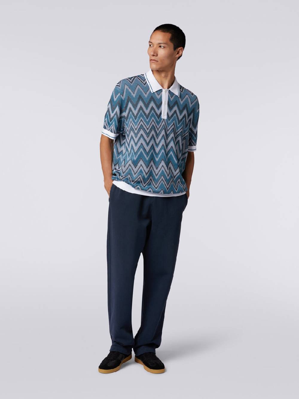 Missoni Polo in maglia zig zag con dettagli tinta unita Offerta migliore