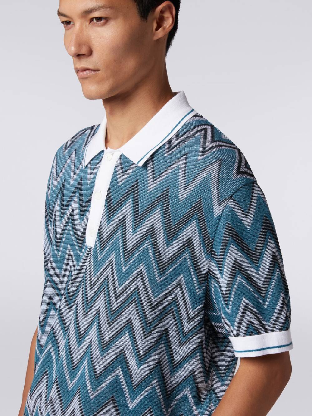 Missoni Polo in maglia zig zag con dettagli tinta unita Offerta migliore