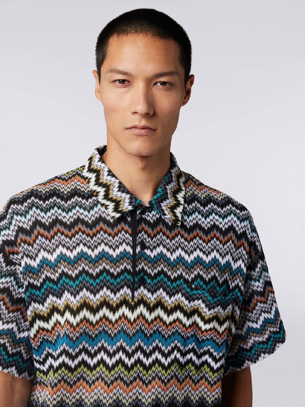 Missoni Polo in maglia di viscosa e cotone zig zag Latest fashion