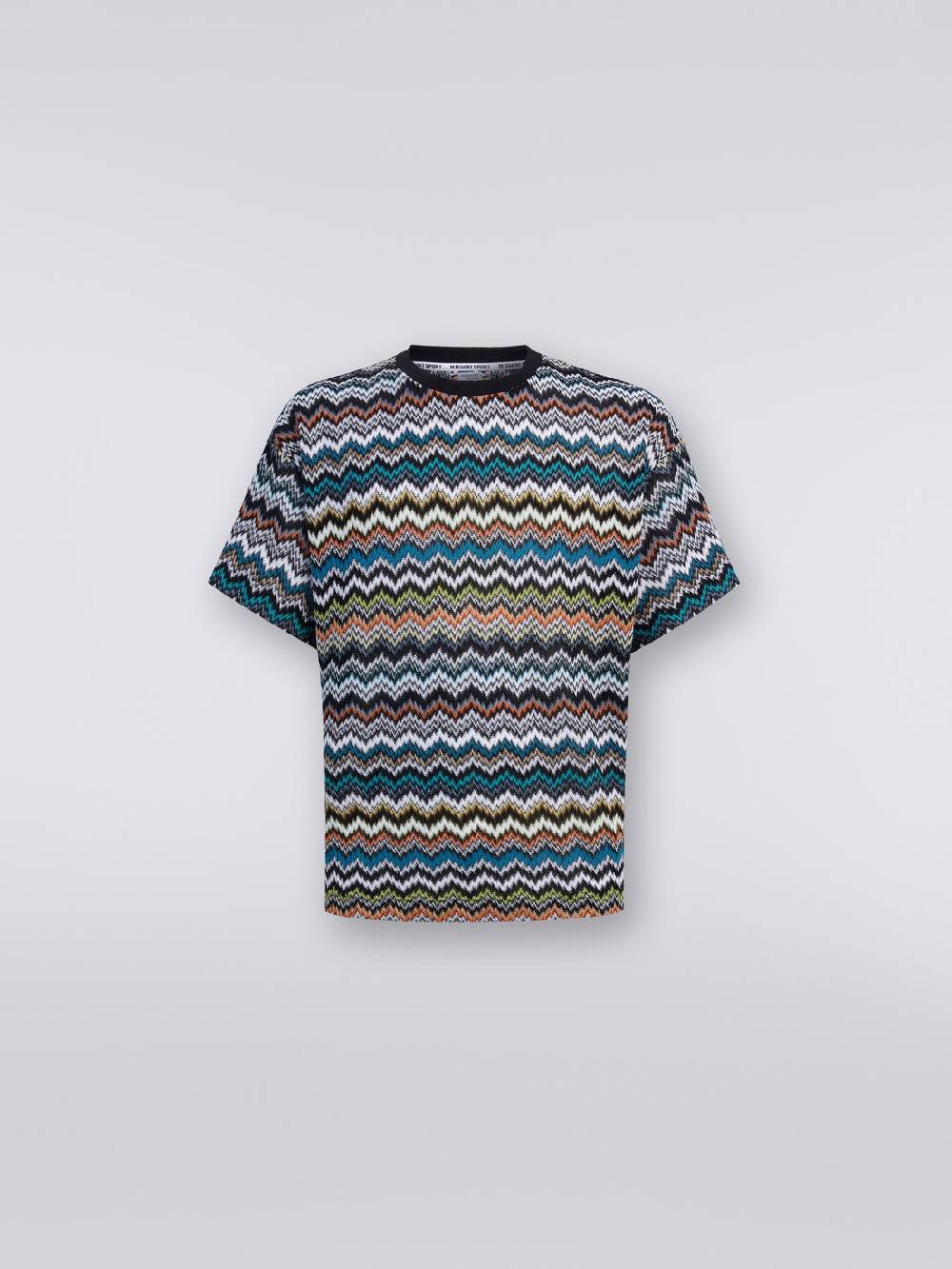 Missoni T-shirt girocollo in maglia di cotone zig zag Offerte esclusive