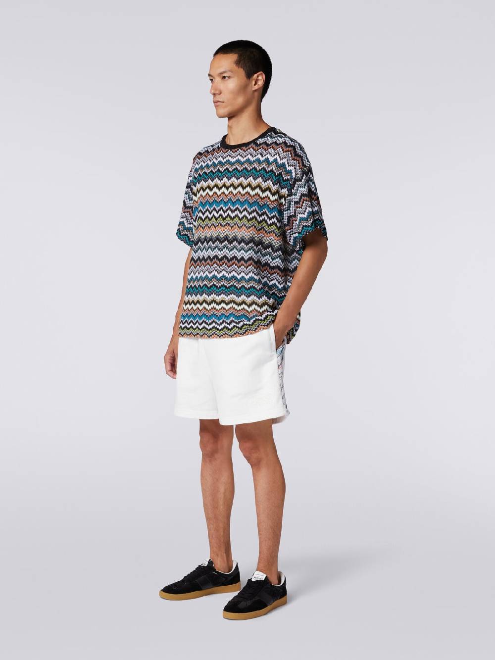 Missoni T-shirt girocollo in maglia di cotone zig zag Offerte esclusive