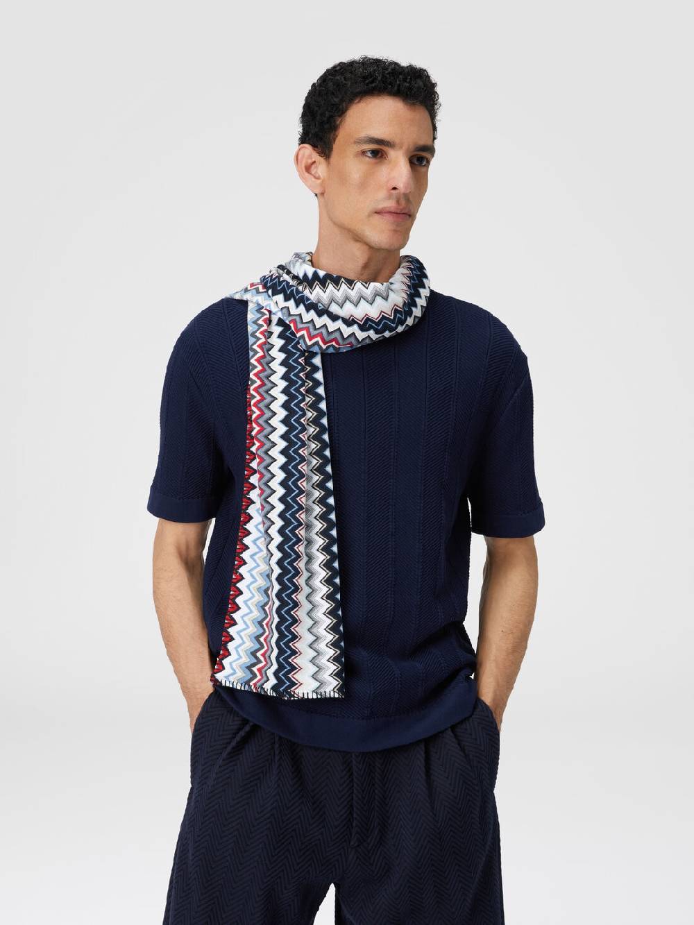Missoni Sciarpa in maglia di cotone chevron Offerte stagionali