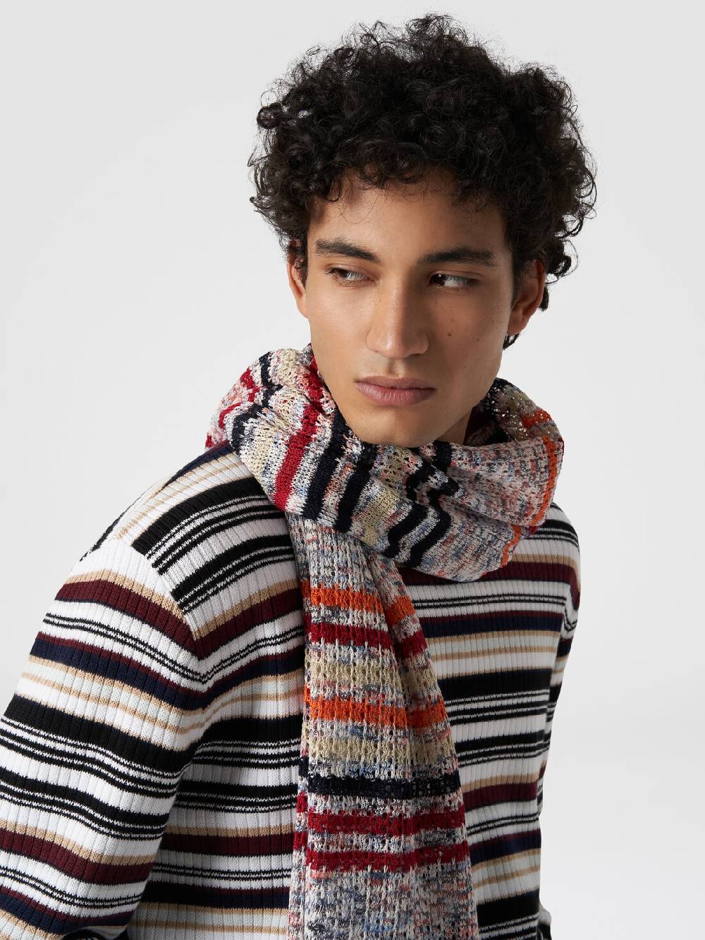 Missoni Sciarpa in cotone fiammato con motivo a righe Prezzo basso