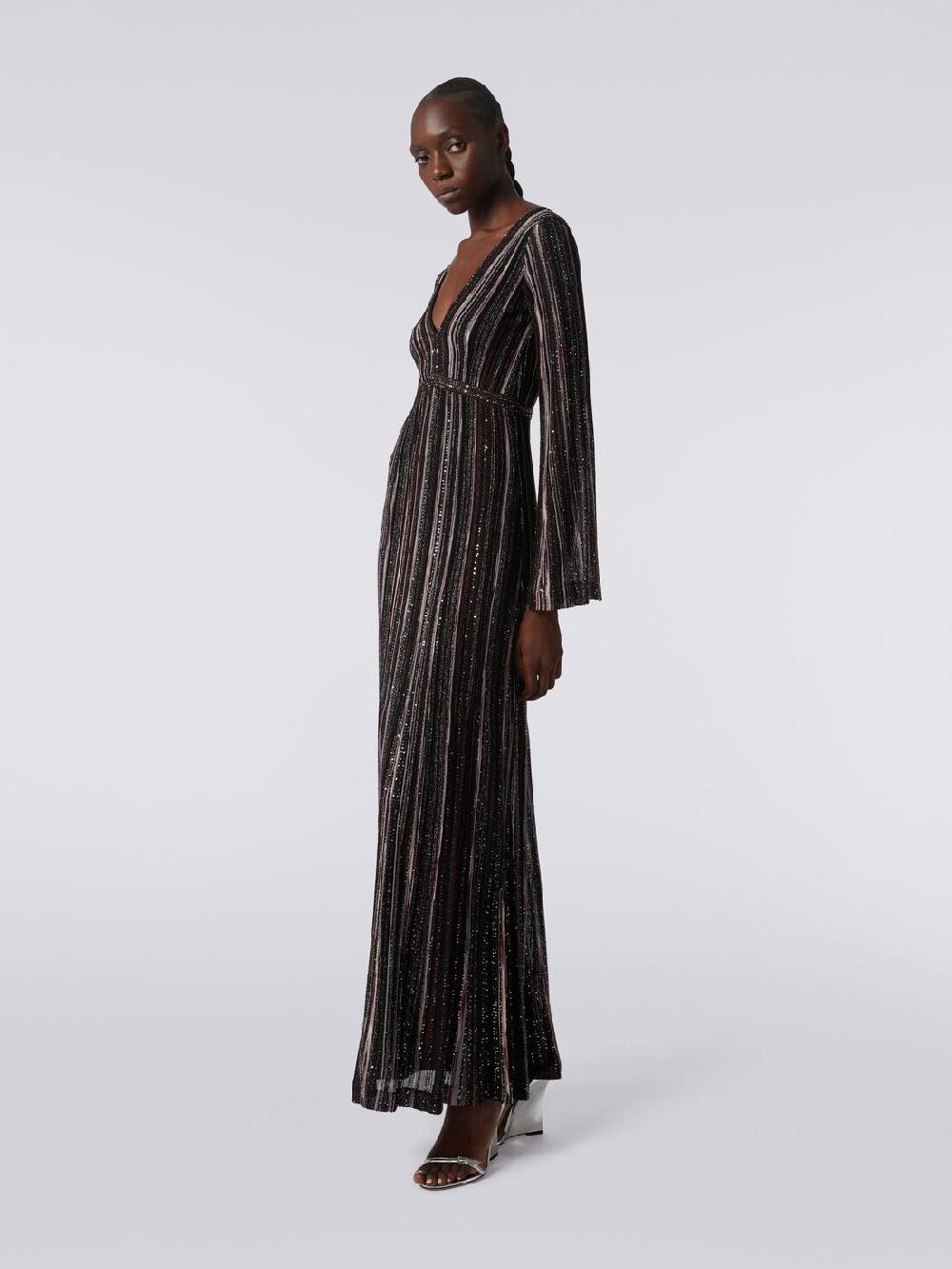 Missoni Abito lungo a righe verticali in misto viscosa con paillettes Super sconto