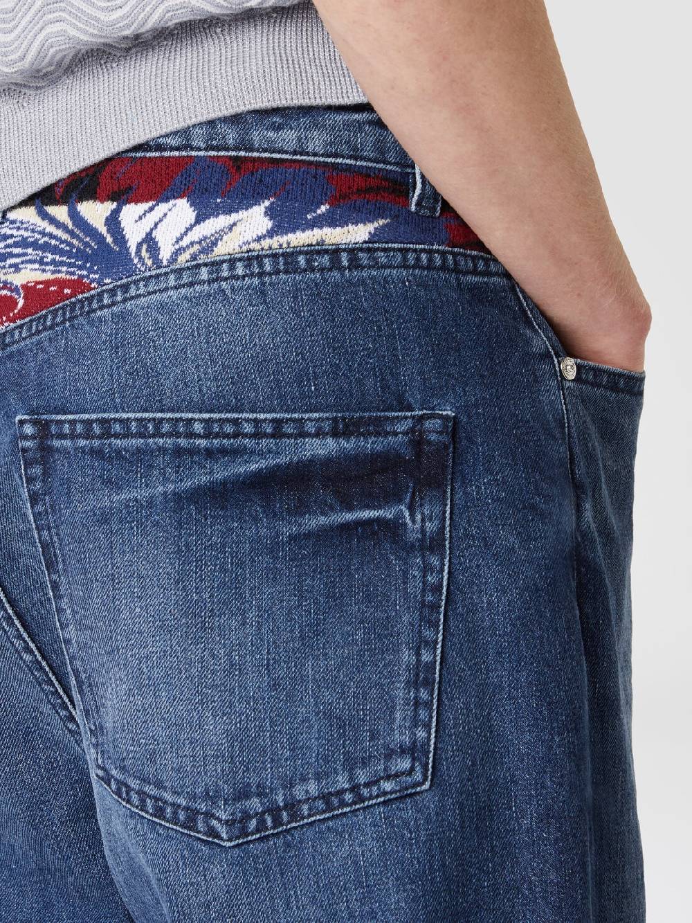 Missoni Cinque tasche in denim con inserto in maglia motivo Venezia Officina