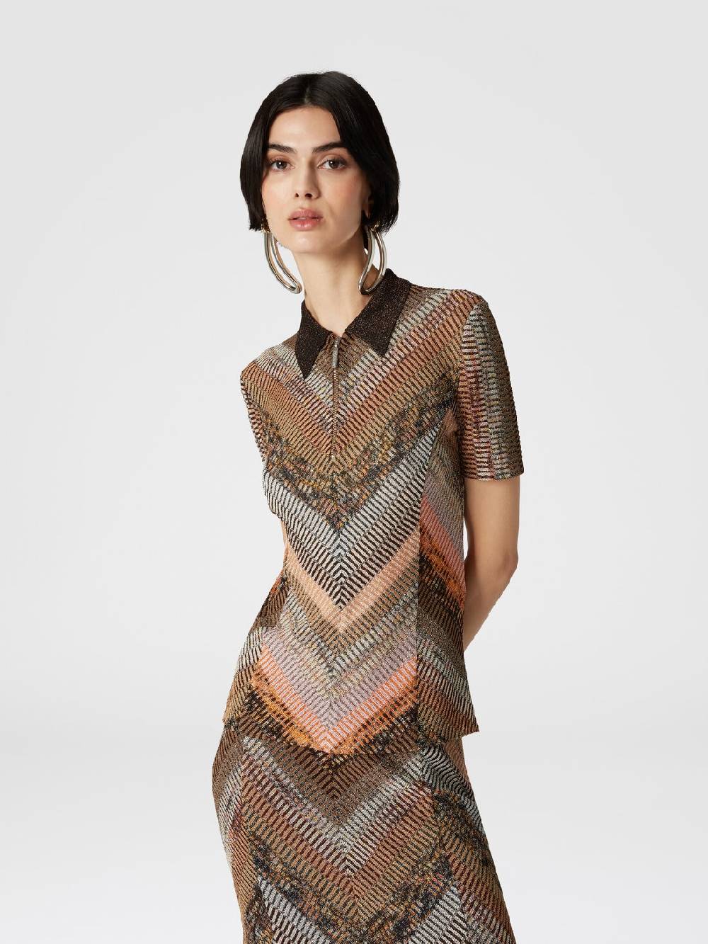 Missoni Polo in maglia lamé a maniche corte In vendita
