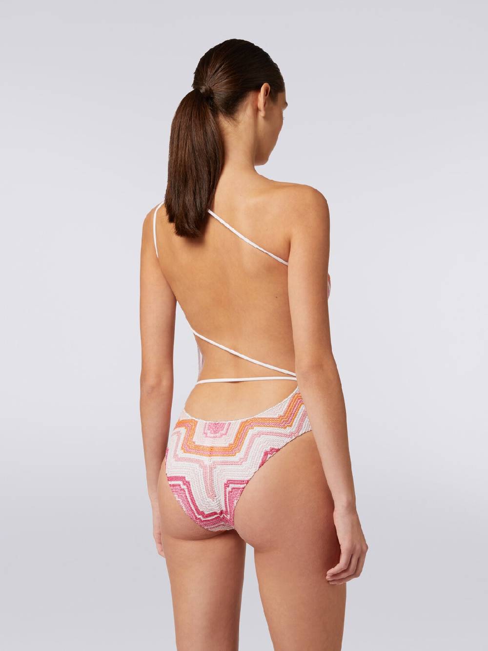 Missoni Costume intero monospalla in crochet chevron con lurex Duty-free