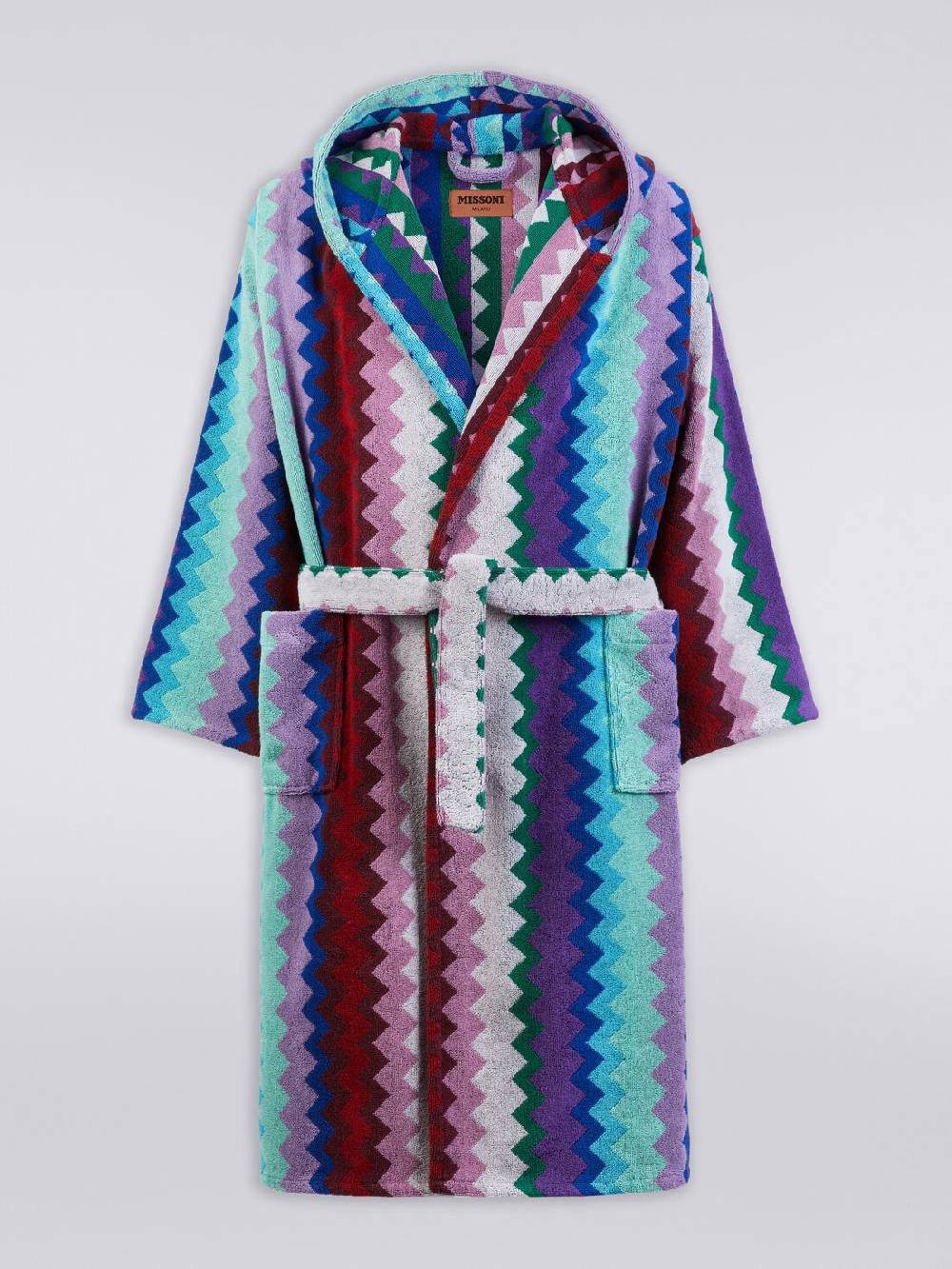 Missoni Accappatoio lungo con cappuccio Chantal in spugna di cotone chevron Sconti questo mese