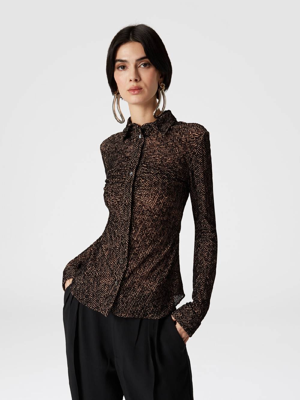 Missoni Camicia in tulle zig zag con arricciatura Nuovo