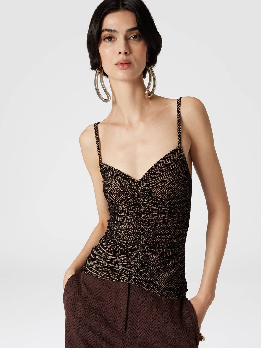Missoni Canottiera in tulle zig zag con arricciatura Vendita
