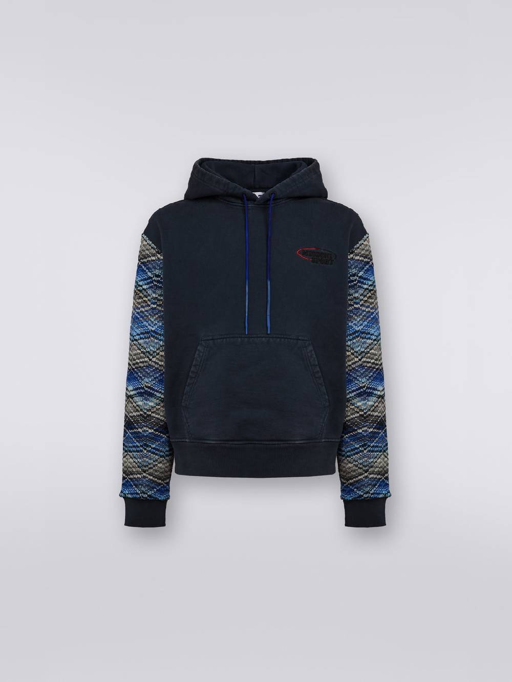 Missoni Felpa con cappuccio in cotone con inserti in maglia