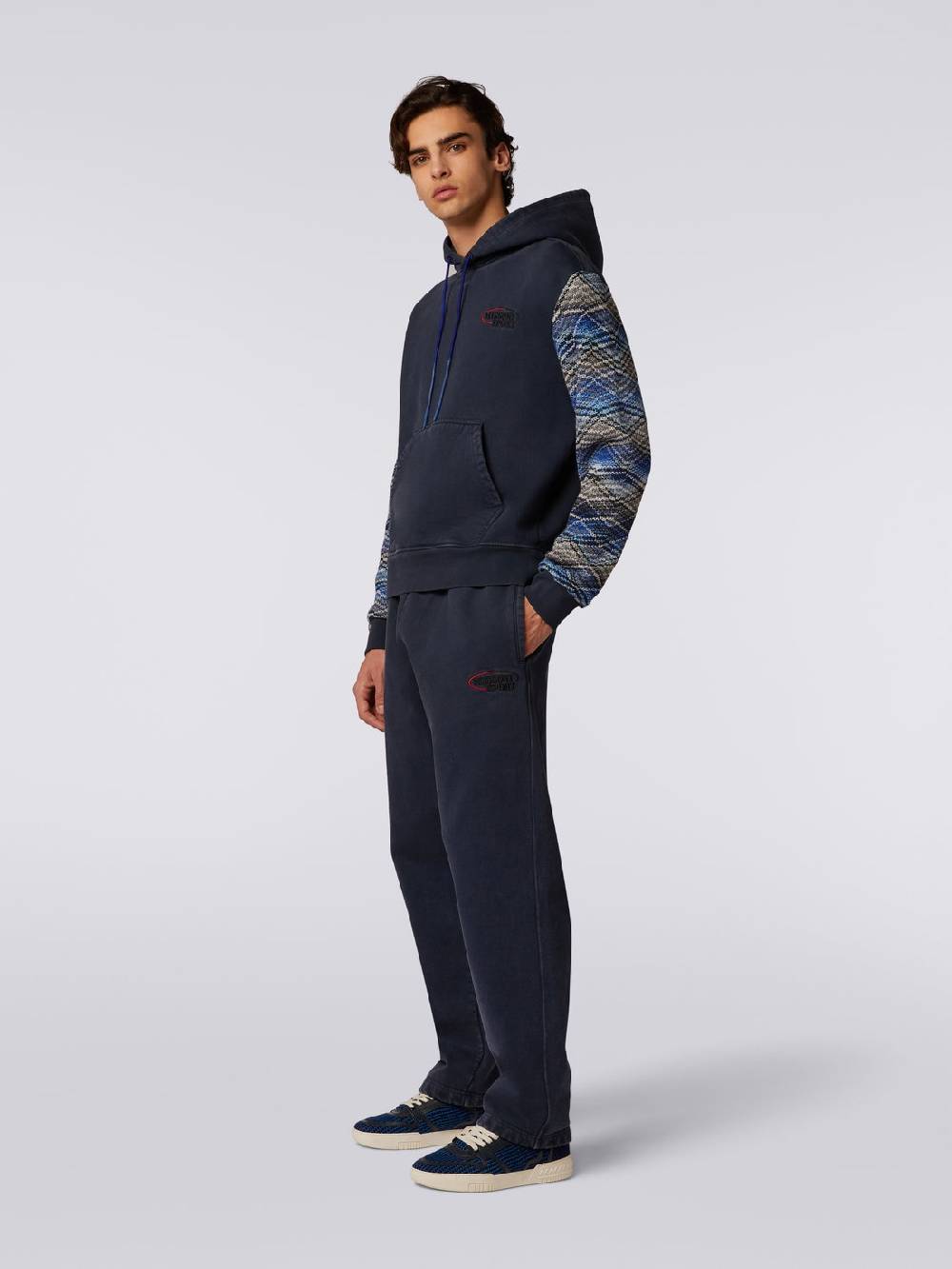 Missoni Felpa con cappuccio in cotone con inserti in maglia Spedizione Gratuita