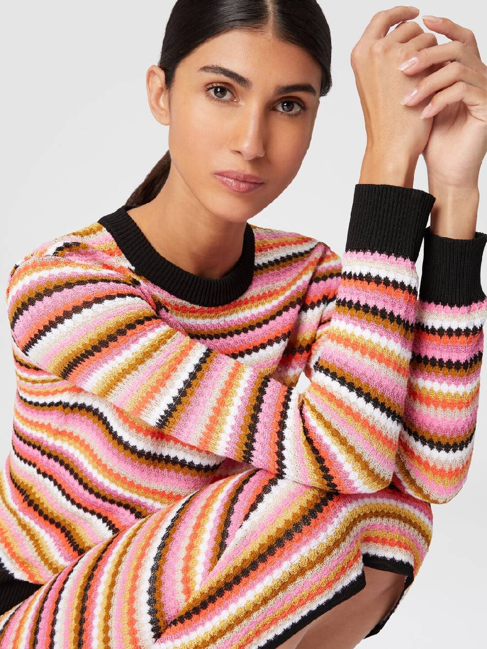 Missoni Pullover girocollo in lana e viscosa a righe Qualità Garantita