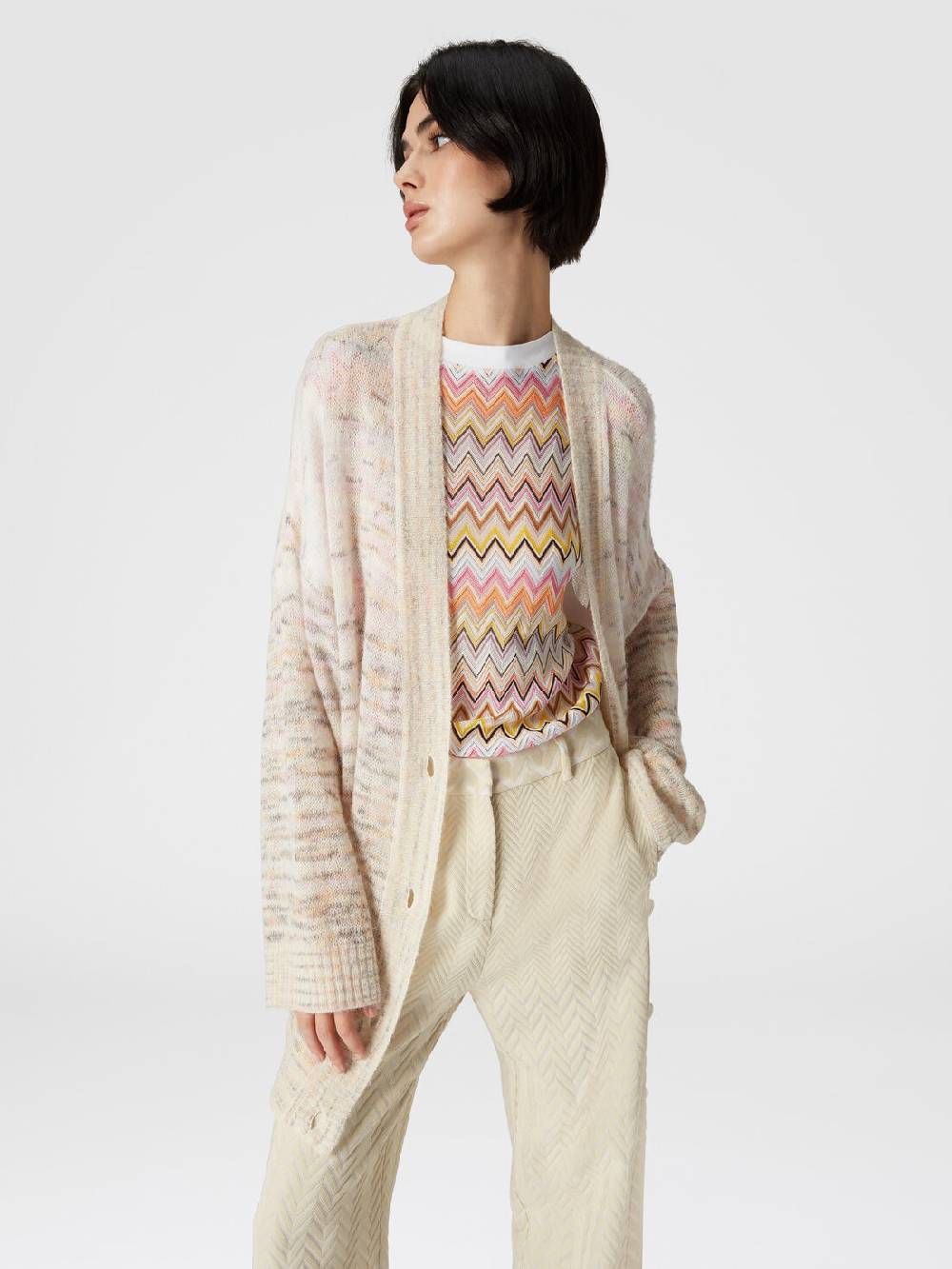 Missoni Pantaloni classici in cotone e viscosa zig zag Consegna Veloce