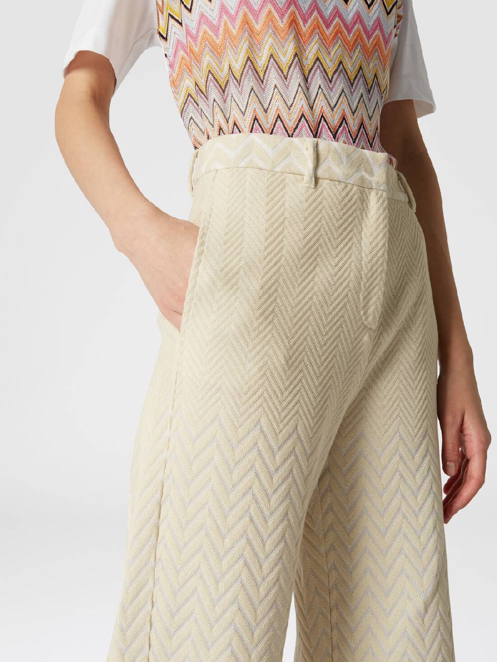 Missoni Pantaloni classici in cotone e viscosa zig zag Consegna Veloce