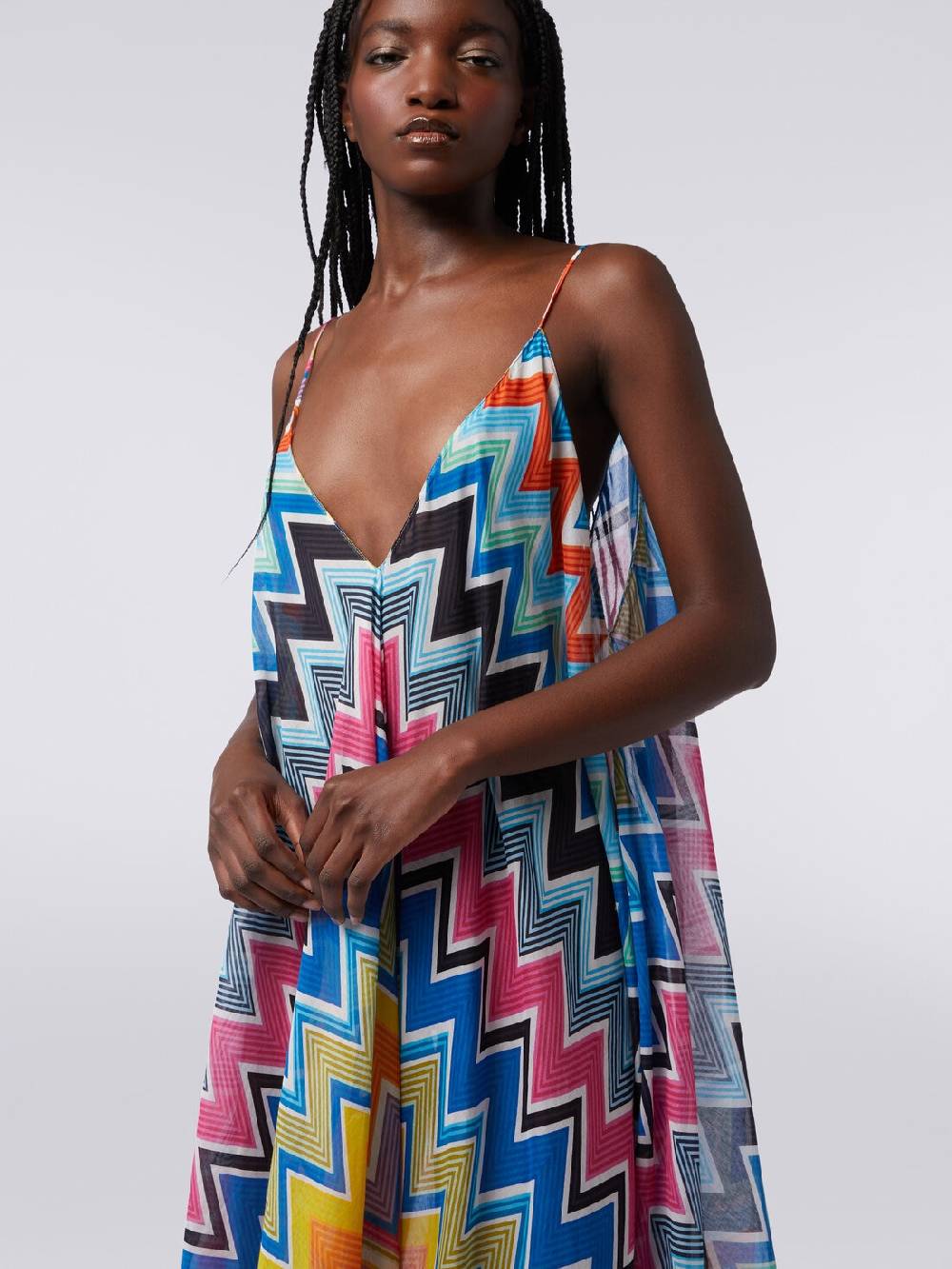 Missoni Copricostume lungo taglio foulard in cotone e seta stampato Saldi