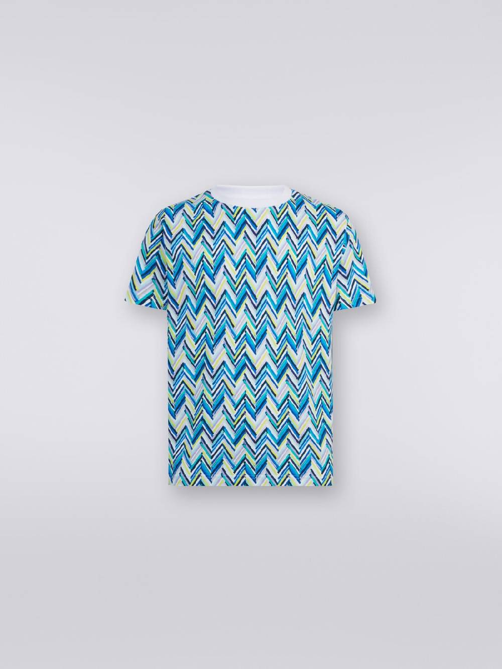 Missoni T-shirt girocollo in cotone con stampa zig zag Vendita Calda