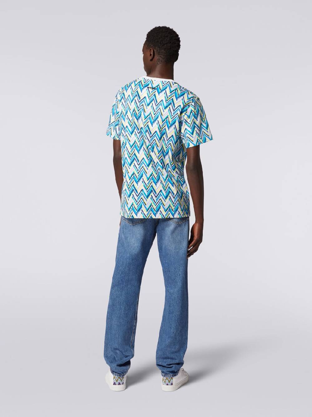 Missoni T-shirt girocollo in cotone con stampa zig zag Vendita Calda